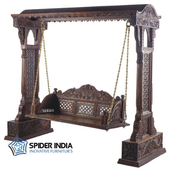 wooden-jali-swing-with-brass-chain-spider-india